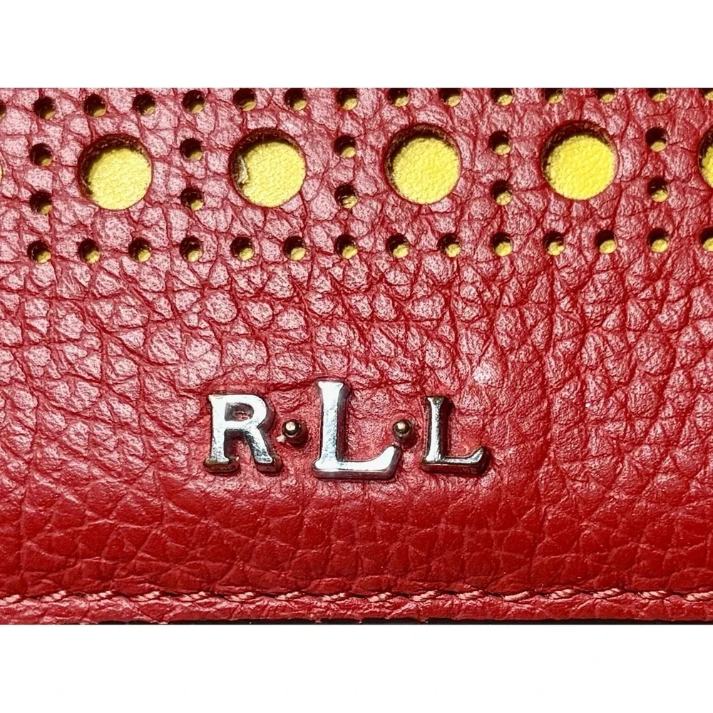 Lauren Ralph Lauren Leather Leighton Collection Wallet. Red/Yellow.